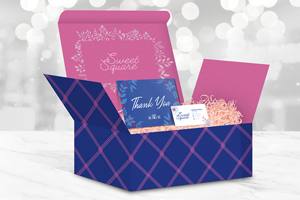 Customized box with a thank you card and business card