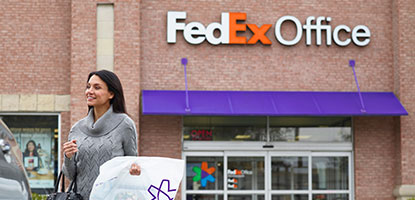 A customer outside a FedEx Office location