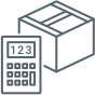 Shipping calculator with shipping box icon